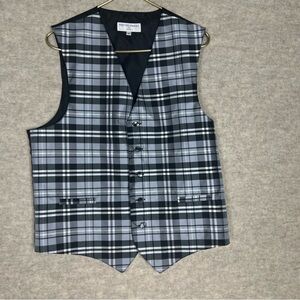 Vesuvio Napoli Men's Gray Plaid Vest - Size Medium